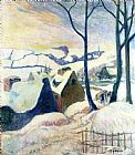 Paul Gauguin Famous Paintings - Village in the Snow